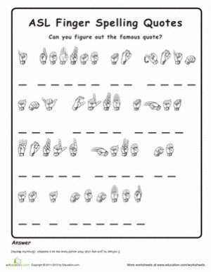 Fourth Grade Comprehension Spelling Worksheets: Finger Spelling Quotes