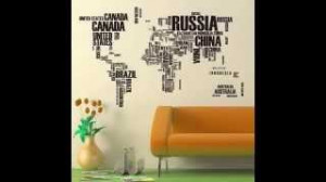 Hot Word World Map Quote Removable Vinyl Decal Wall Stickers Mural ...