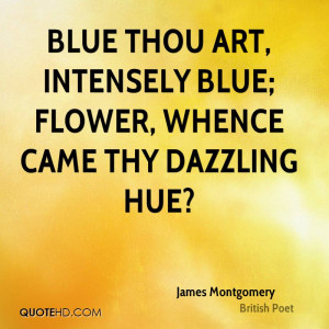 Blue thou art, intensely blue; Flower, whence came thy dazzling hue?