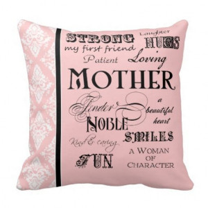 Word Cloud Mother Text Sayings - Pink Black Throw Pillows Modern Word ...