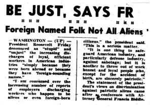 Just weeks before he would establish the wartime interment camps, FDR ...