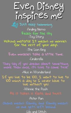 Disney Inspirational Quotes from Finding Nemo, Toy Story, ... More