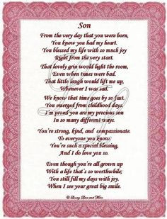 Happy Birthday poems for great sons | Son poem is about a special son ...
