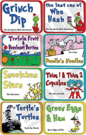 Dr Seuss Food Label Set {great for Dr. Seuss Day}