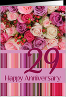 29th Wedding Anniversary Card - Pastel roses and stripes card ...