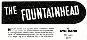 Evolution of advertising for Ayn Rand’s novel The Fountainhead