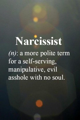 Narcissist – self-serving manipulative evil a$$hole