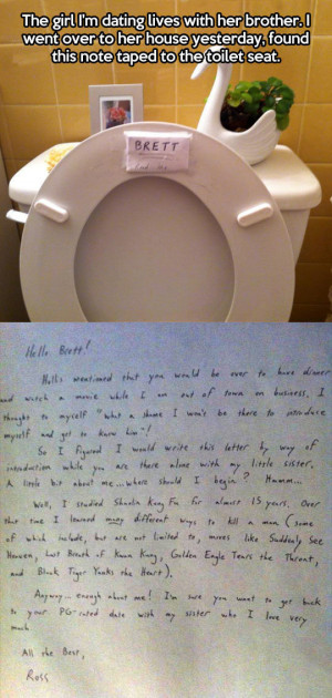 Protective Brother Leaves Note For Sister's Date Pictures, Photos, and ...