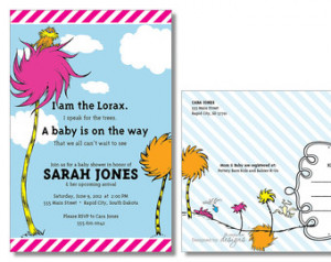 The Lorax Dr Seuss Baby Shower Invi tation Gender Neutral Baby Shower ...