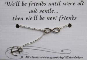 Infinity and Anchor Charm Necklace and Funny Friendship Quote Card ...
