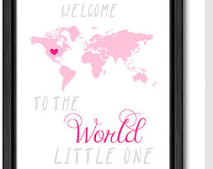 welcome to the world little one nur sery pink grey travel theme baby ...