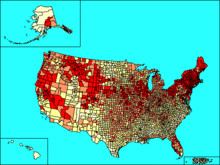 Distribution of Irish Americans according to the 2000 Census
