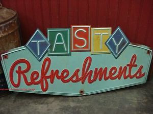 NEW-EMBOSSED-METAL-SIGN-LARGE-REFRESHMENTS-RETRO-RESTAURANT-SHOP-SNACK ...