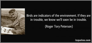 Birds are indicators of the environment. If they are in trouble, we ...