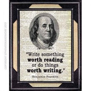 Benjamin Franklin portrait and QUOTE art print literary quote writer ...
