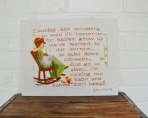 Vintage Crewel Nursery Quote Wall Hanging (unframed)