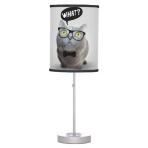 Cute Cat kitten with glasses what quote funny Lamps