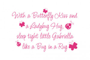 Girl Wall Decals Butterfly Kiss Ladybug Hug Vinyl Wall Decal Quote ...
