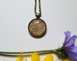 ... was a wanderess, a drop of free water. Vintage bronze quote necklace