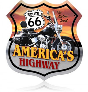 Route 66 Motorcycle Vintage Metal Sign