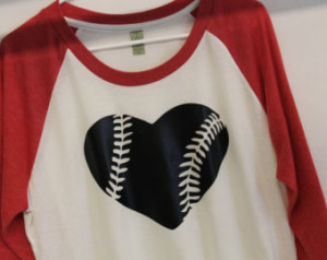 Length Baseball style Shirt wit h heart baseball ...