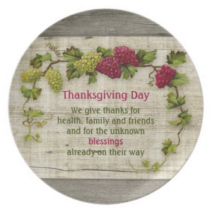 Thanksgiving Day Quote Grapes plate
