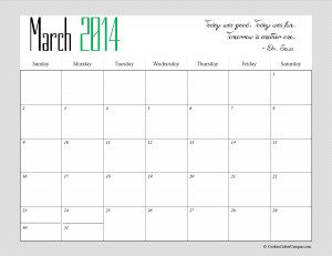 2014 Calendar March