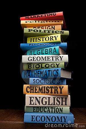 ... at school pile college textbooks gathering wisdom and knowledge
