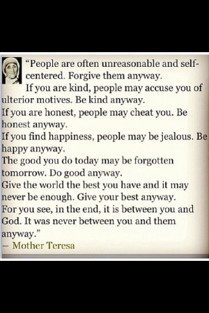 Wonderful life wisdom from Mother Teresa