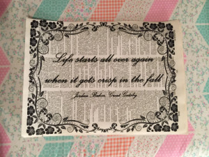 ... crisp in the fall. great gatsby quote. old dictionary print. gatsby