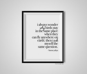 Always Wonder Why Birds Stay, Harun Yahya, Quote Print, Quotation ...