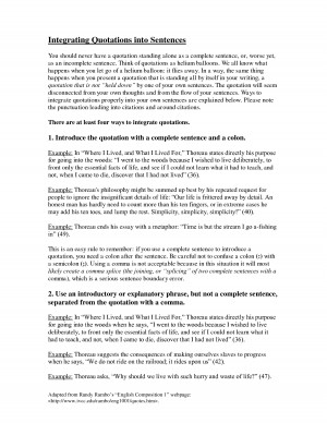 Integrating Quotations into Sentences You should never have a ...