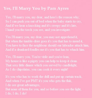 Yes, I'll Marry You - Pam Ayres. Our wedding poemPoems Quotes, Wedding ...