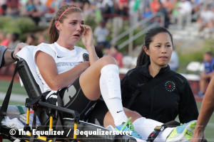 Alex Morgan was stretchered off less than 10 minutes into Wednesday's ...