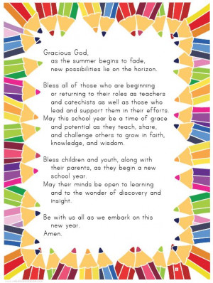 USE with the 'blessing of the backpacks' Teacher's prayer