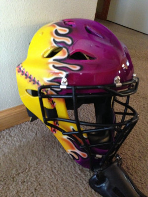 Airbrushed catchers helmet!: Softball Helment, Baseball Softball ...