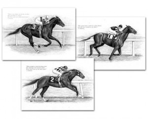 Details about RUFFIAN SECRETARIAT MAN O' WAR horse racing ART set of 3 ...