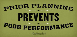 Prior planning prevents poor performance.