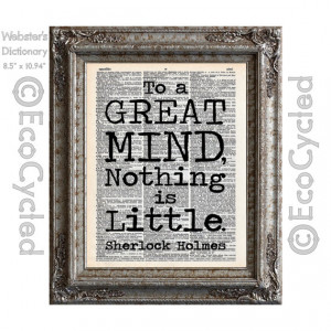 Sherlock Holmes 2 Great Mind Inspirational Quote on Vintage Upcycled ...