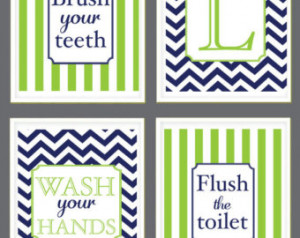 Bathroom Art - Wash Your Hands , Brush Your Teeth, Flush the Toilet ...