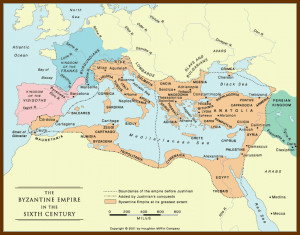 Map of Middle Ages Byzantine Empire