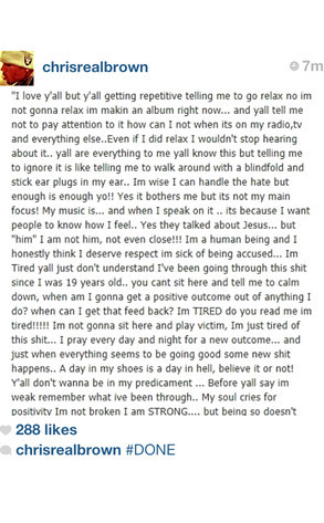 REP: Chris Brown Instagram “Rant” Is Fake