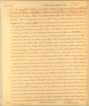 Thomas Jefferson to Benjamin Rush, April 21, 1803 . [page one ...