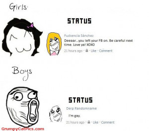 Very Cute Boys Vs Girls Friends In Facebook Left Open Funny Pictures ...