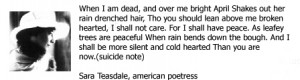 ... Note By Sara Teasdale - American Poetress - Famous Suicide Quotes