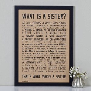 Poems About Sisters 'what is a sister?' poem print