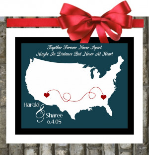 Distance Friendship: Quotes Map. Relationship Gift For Best Friend ...