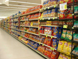 Then we've got your SNACK aisle with potato chips, tortilla chips ...