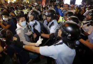 ... Protesters With Pepper Spray As Pro-Democracy Demonstrations Continue