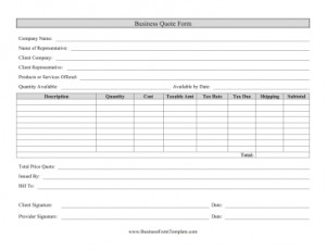 Business Quote Form Business Form Template
